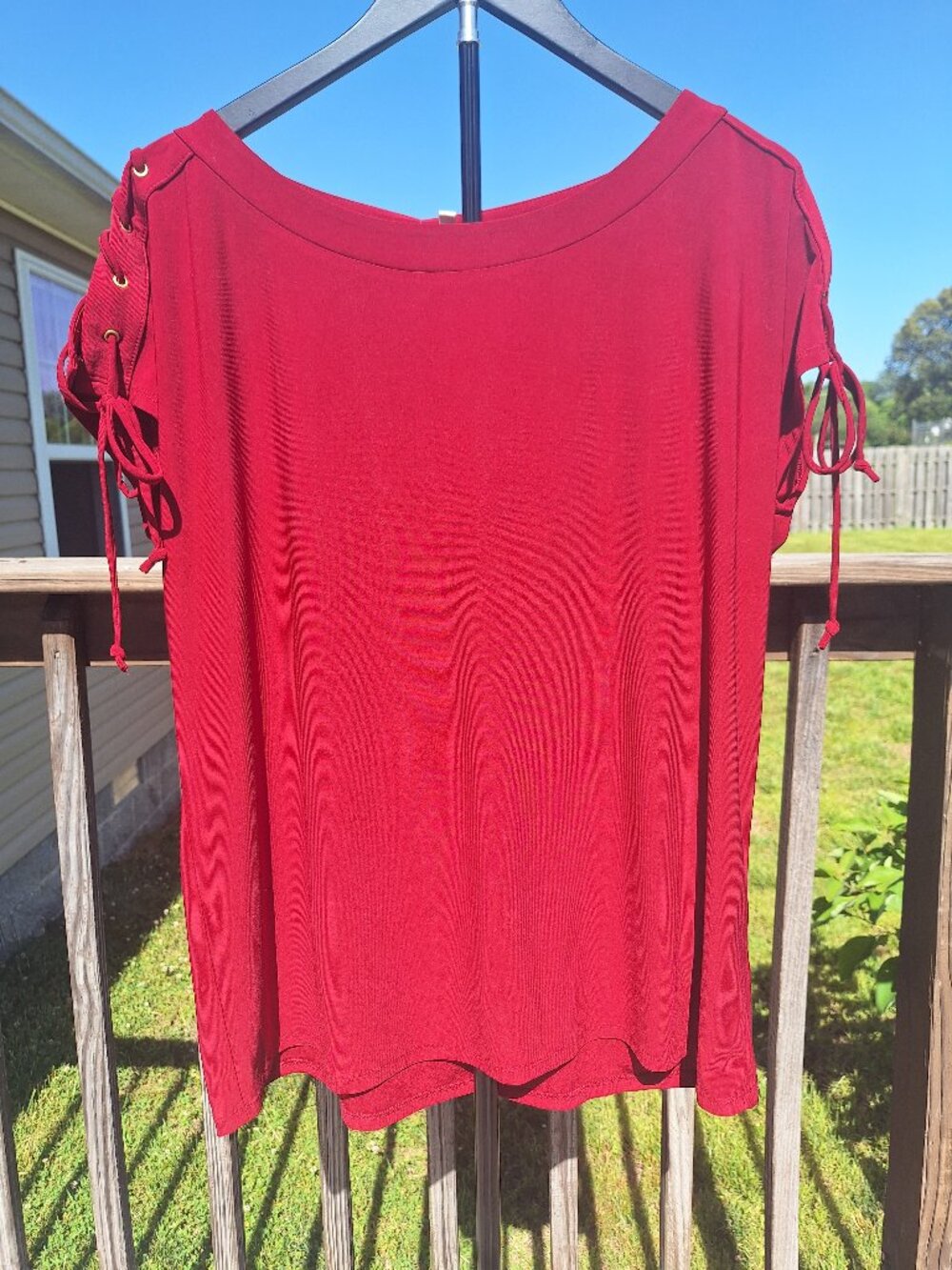Claudia Richard Laced Shoulder Knit Blouse Sz 1X